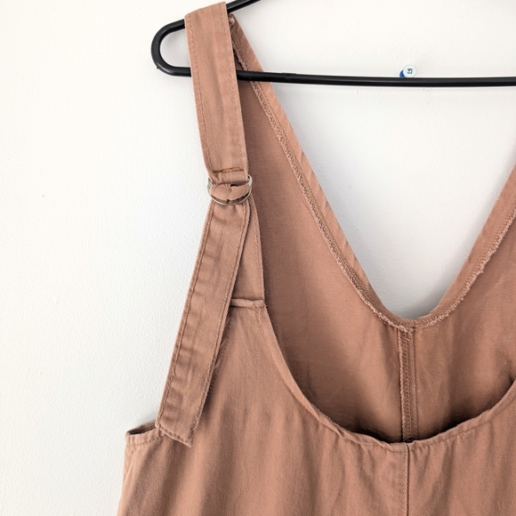 Oversized Tan Jumpsuit with Pockets Boho Cottacore Garden Workwear Size Small - Picture 9 of 13